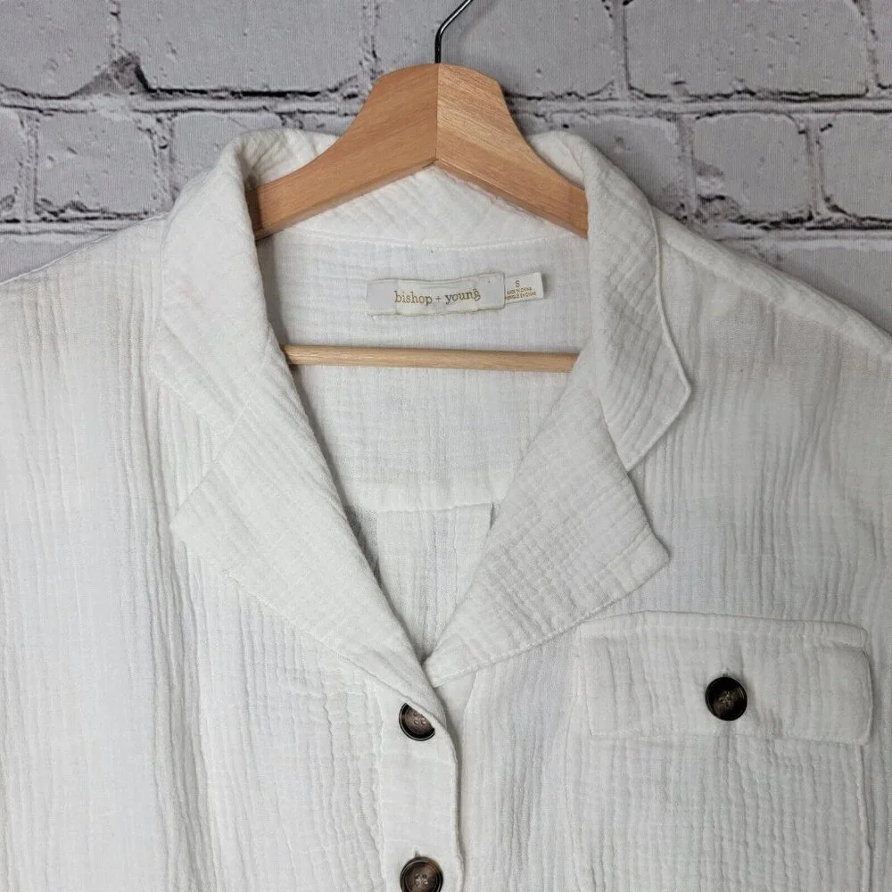 Bishop Young White Gauze Short Sleeve Belted Romper Size S - Picture 4 of 10